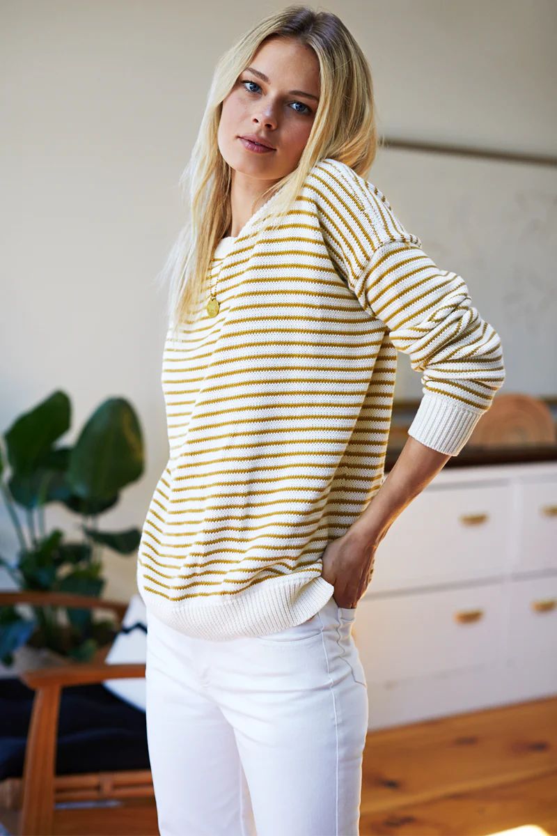 Carolyn Sweater - Marigold Stripe Organic | Emerson Fry