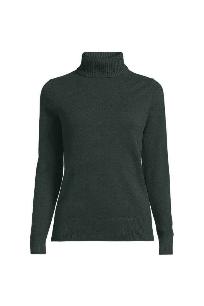 Women's Plus Size Cashmere Turtleneck Sweater - Lands' End - Green - 3X | Lands' End (US)