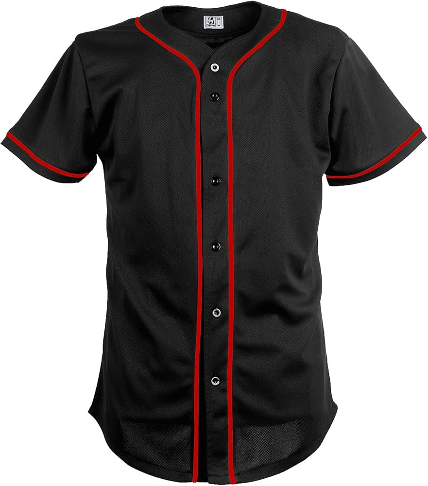 Pullonsy Black Custom Baseball Jersey for Men Full Button Mesh Embroidered Team Name & Numbers S-... | Amazon (US)