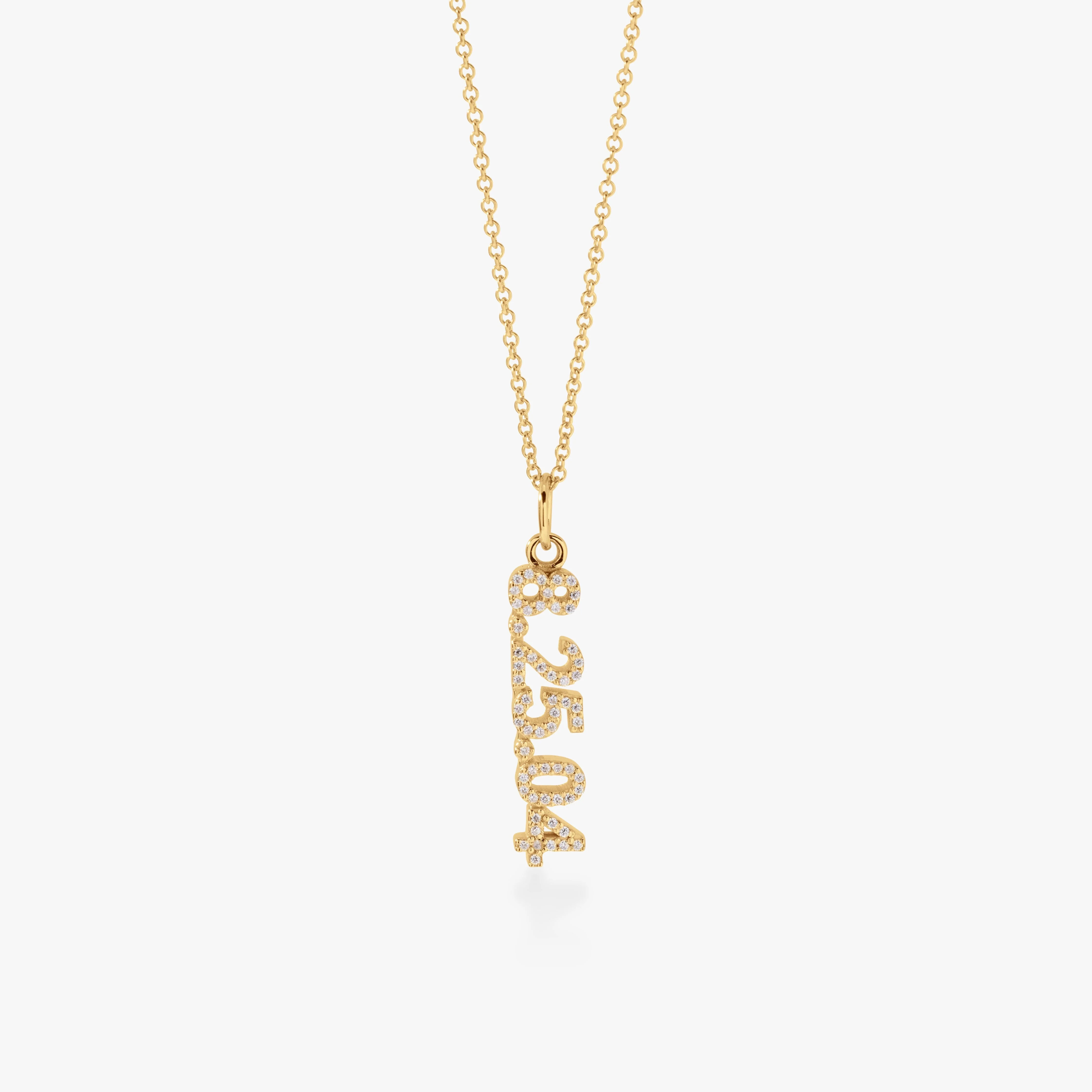 Pav\u00e9 Vertical Date Necklace | Tiny Tags (US)