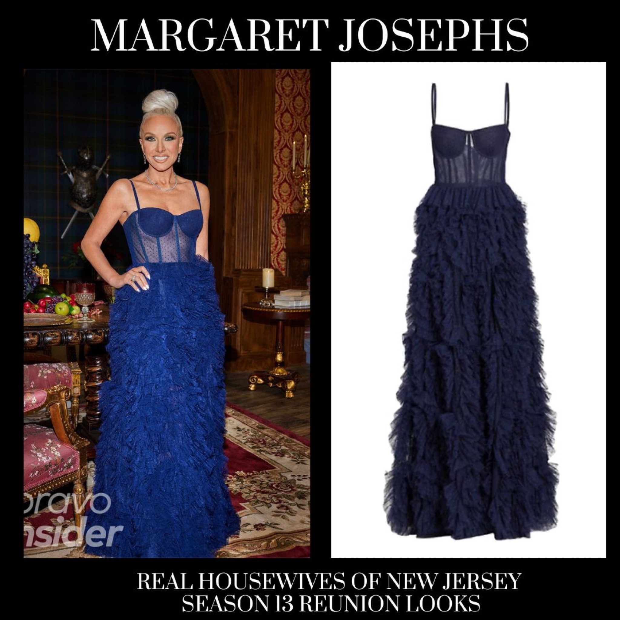 Margaret Josephs’ Navy Blue Tulle Corset Real Housewives of New Jersey Season 13 Reunion Dress 📸 + info = @bravotv