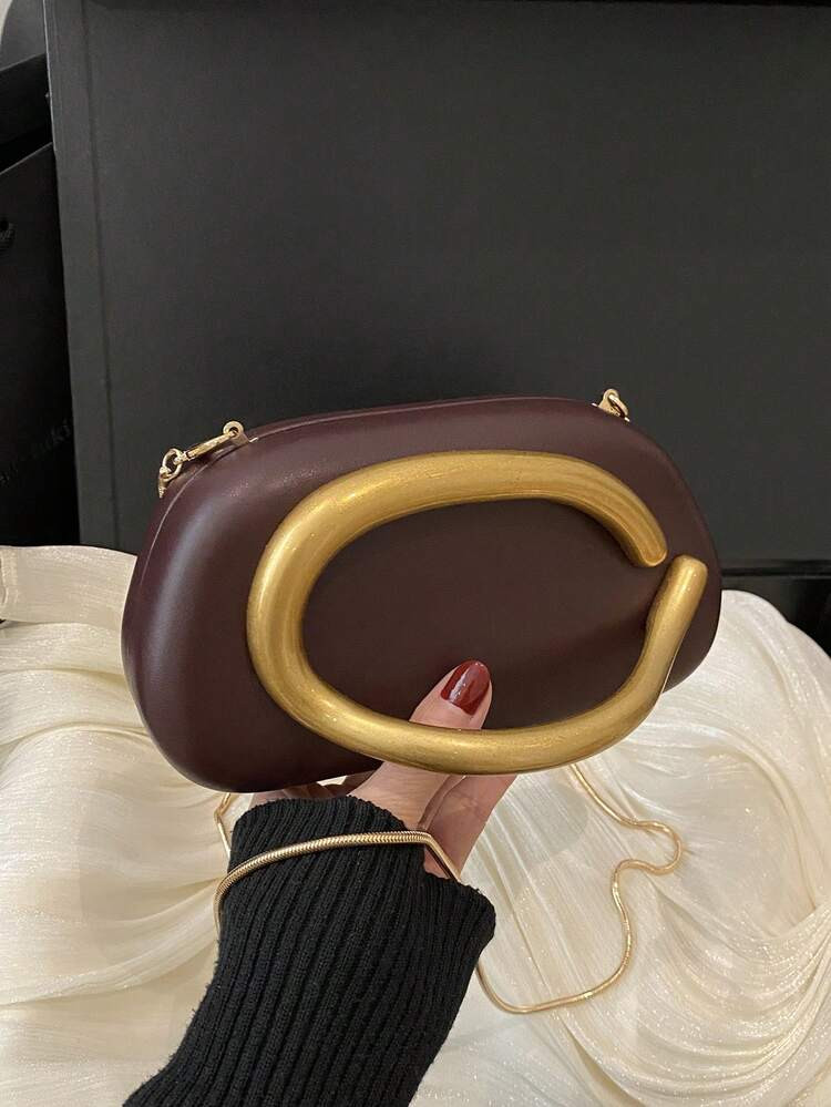 Retro Metal Decor Handbag Box-Style New Burgundy Bride Wedding Party Evening Clutch Purse, Women ... | SHEIN