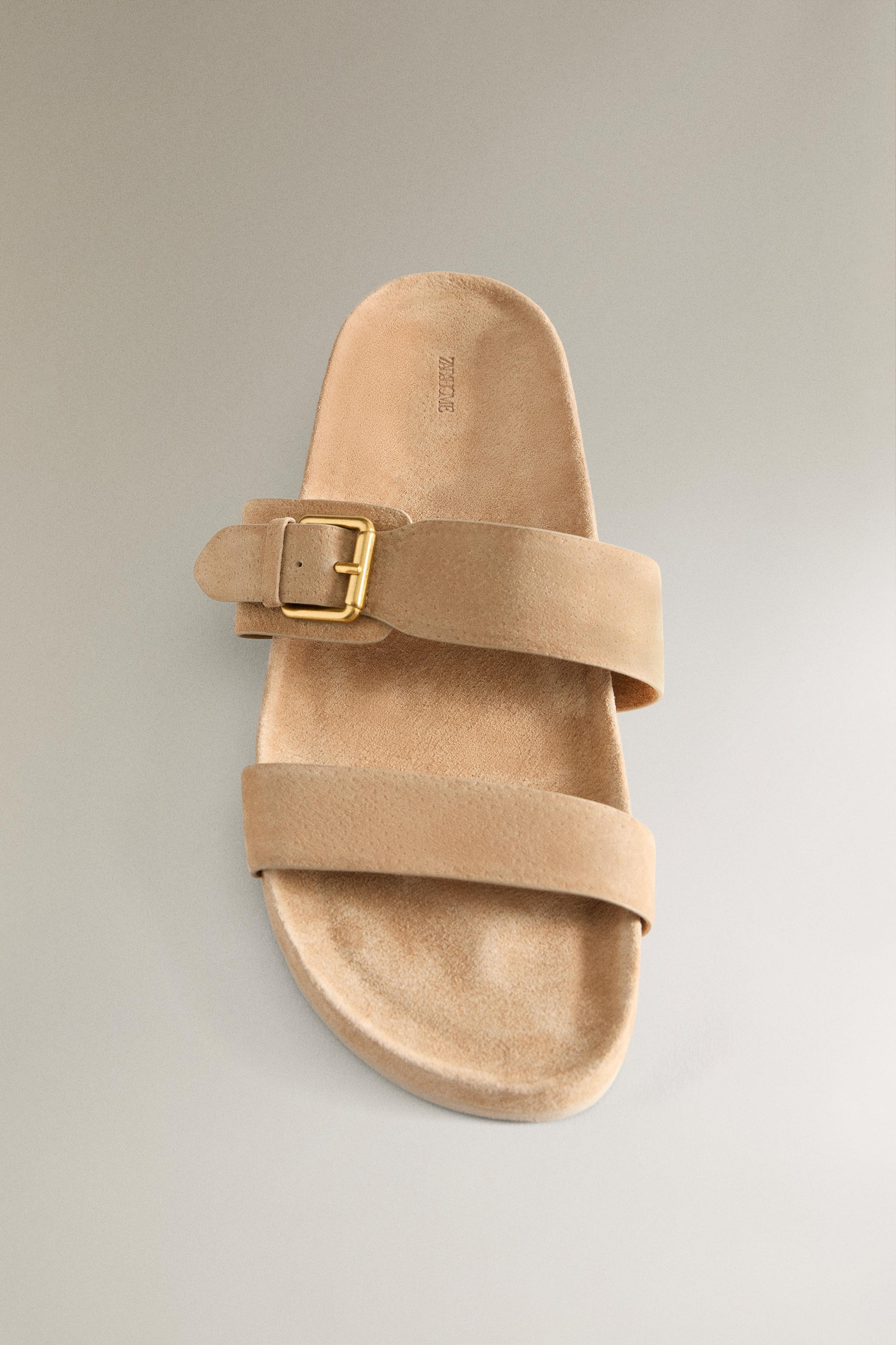 LEATHER BUCKLE SANDALS | Zara US