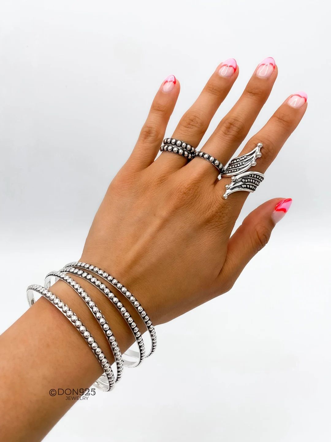 Sterling Silver Bangle Bracelet, Skinny Stacking Bangle, Minimalist Silver Dome Bracelet, Boho-Ch... | Etsy (US)