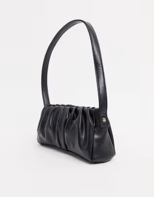 ASOS DESIGN ruched 90s shoulder bag in black | ASOS (Global)