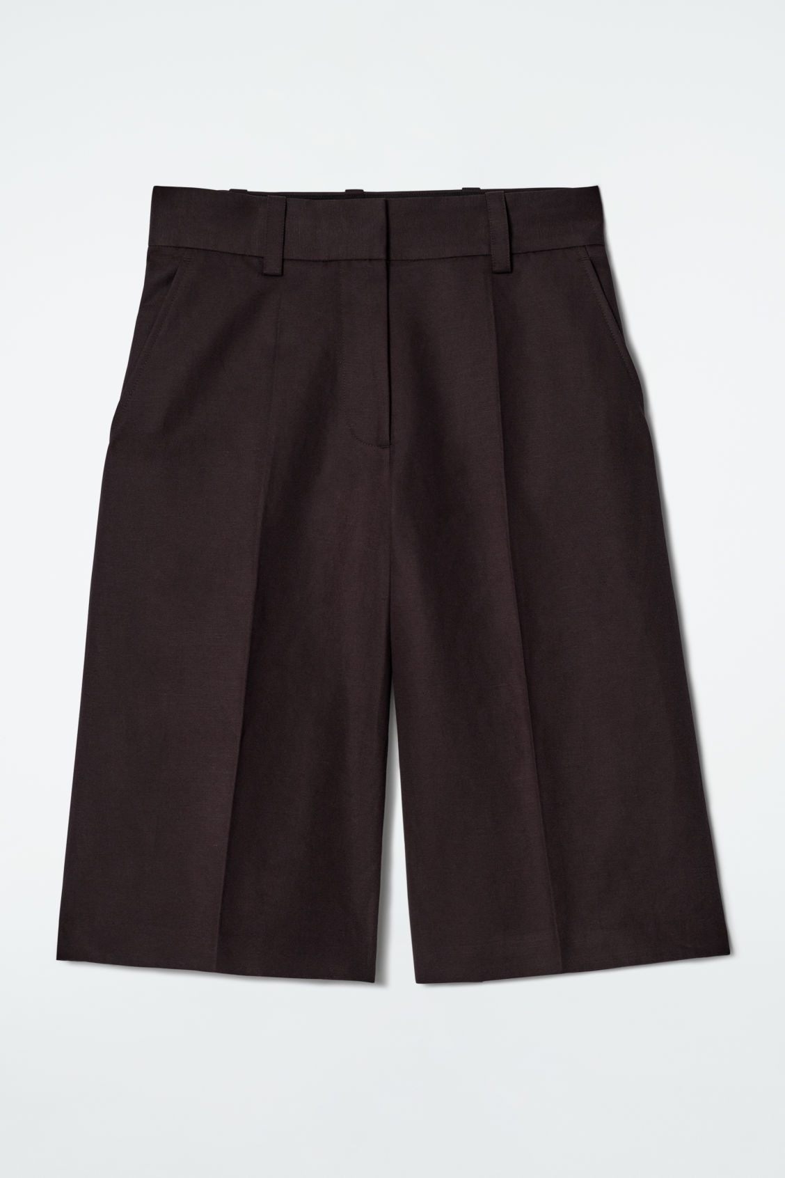 TAILORED LINEN-BLEND LONGLINE SHORTS | COS (US)