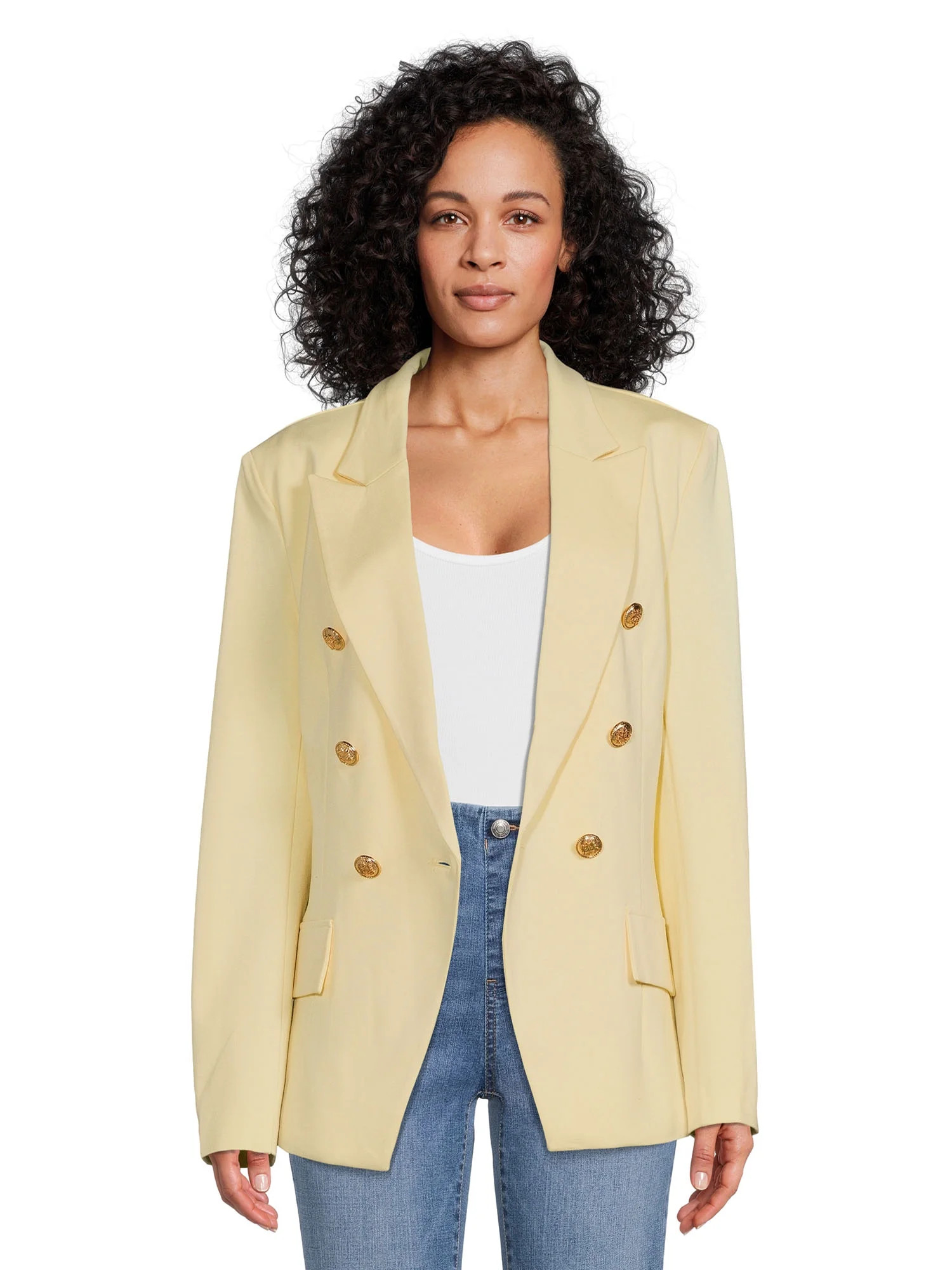 Attitude Unknown Women's Metallic Button Blazer | Walmart (US)