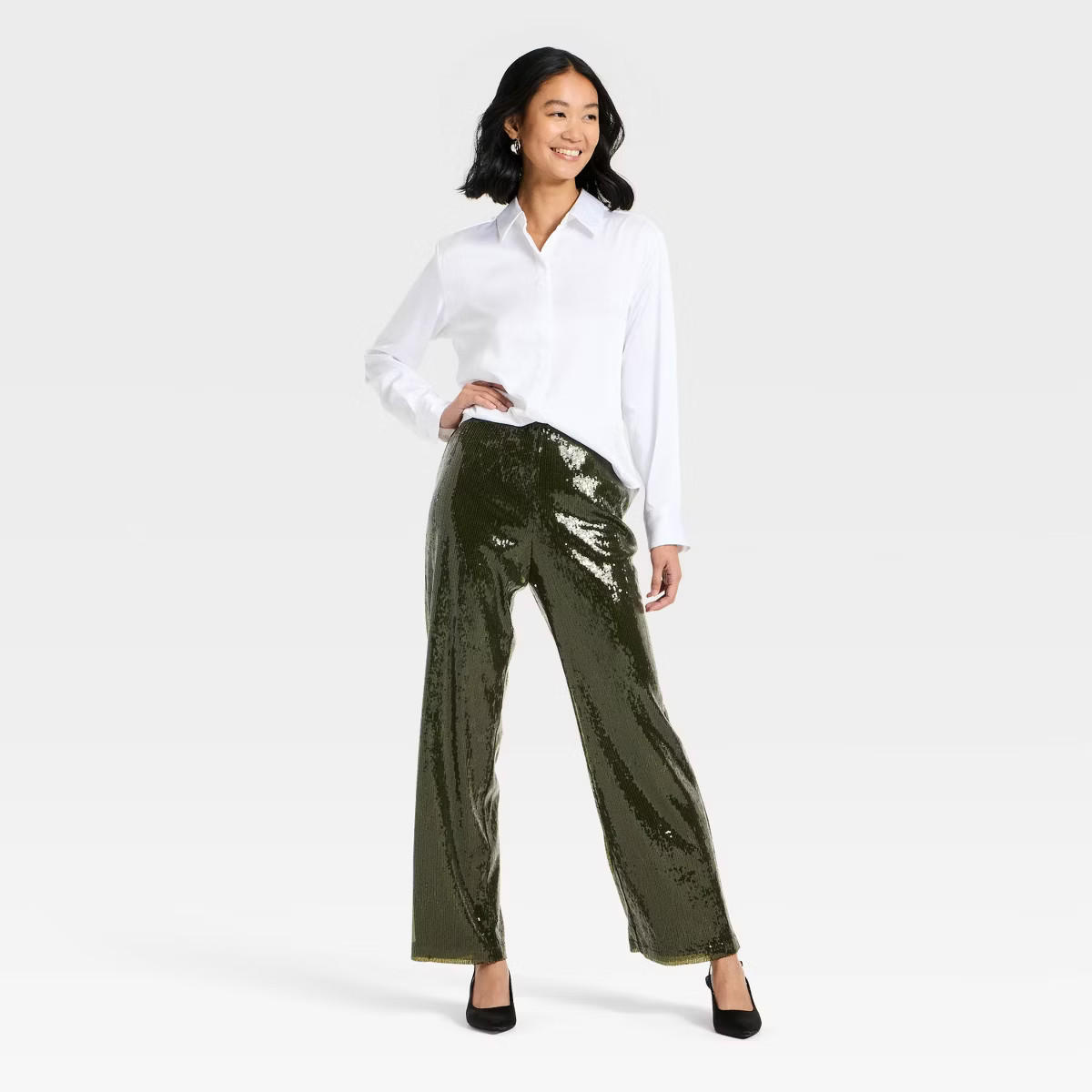 Women's Sequin Pants - A New Day™ Green | Target