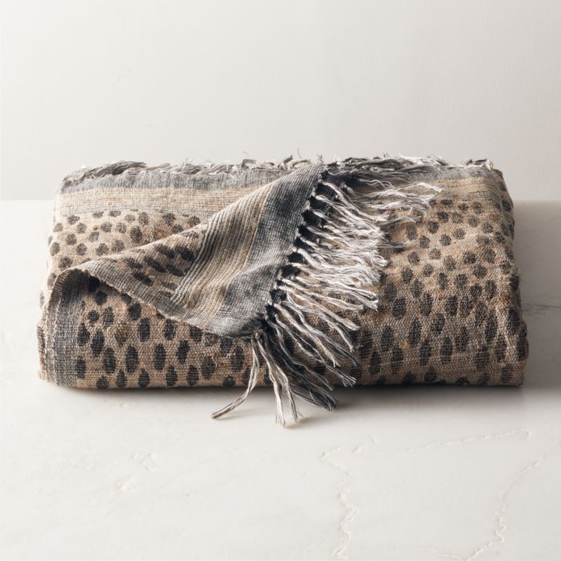 Sabor Brown Linen and Silk Throw Blanket | CB2 | CB2