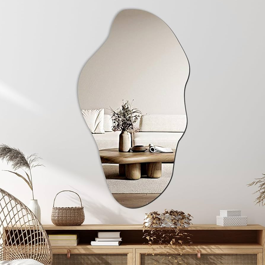 Modern Irregular Wall Mirror, 19.6 * 35.4 Inch, Asymmetrical Mirror Decor for Living Room Bedroom... | Amazon (US)