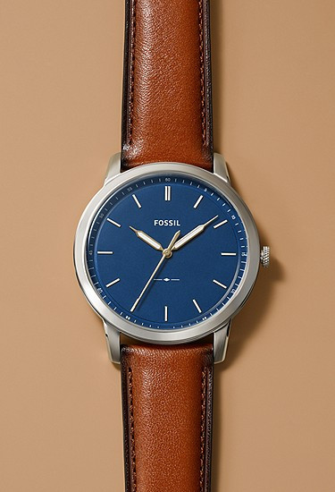 Minimalist Slim Three-Hand Light Brown Leather Watch | Fossil (US)