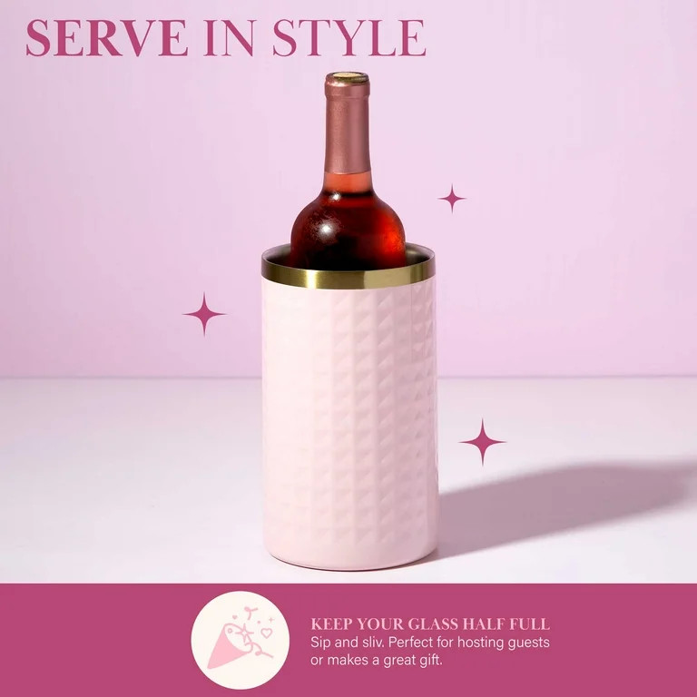 Paris Hilton Stainless Steel Wine Bottle Chiller, Pink | Walmart (US)