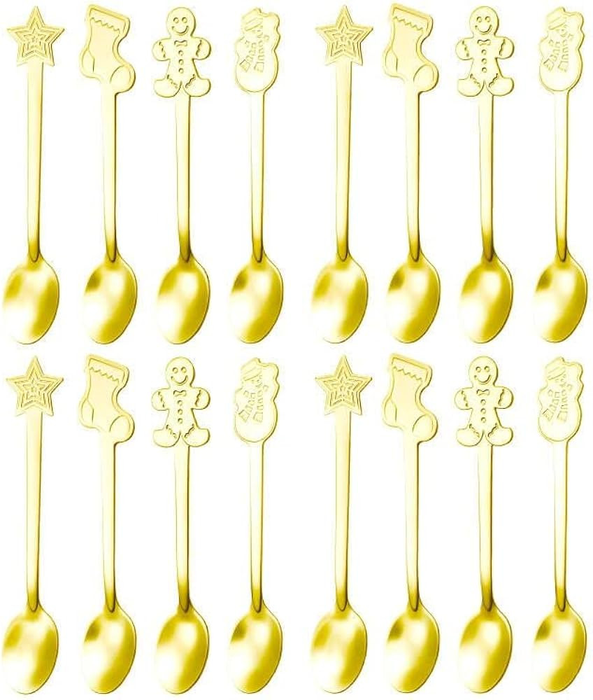 Christmas Coffee Tea Spoons Set, 16 PCS Christmas Stirring Mixing Teaspoons Xmas Coffee Tea Spoon... | Amazon (US)