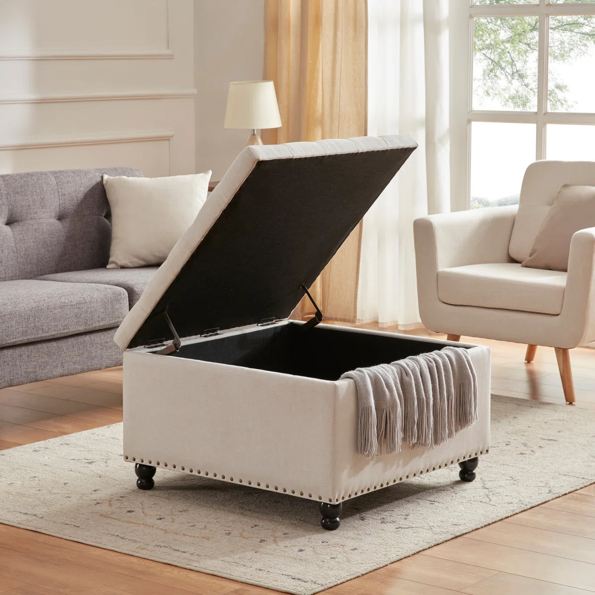 Arshi 30'' Tufted Square Storage Ottoman | Wayfair North America