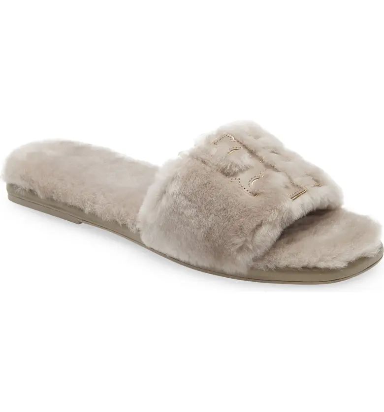 Double T Genuine Shearling Sport Slide Sandal | Nordstrom