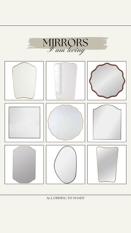 Mirrors I am loving!

mirrors, amazon home finds, amazon mirror, h&m home, wavy mirror, target home target mirror, house of jade, pottery barn, mcgee&co, entry table styling

#LTKhome