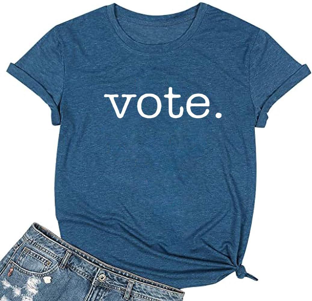 EIGIAGWNG Womens Vote Graphic Tees Funny Short Sleeve Presidential Election T-Shirts Tops | Amazon (US)
