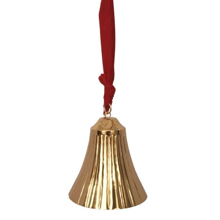 My Texas House Metal Bell Hanging Christmas Decoration, Gold and Red, 8" | Walmart (US)