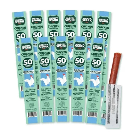 Mighty Spark Chicken Sticks Original Sea Salt & Pepper – Healthy Snacks for Kids & Adults, Gluten Free, Soy Free, Keto-Friendly, 12 count - Weight Watchers Approved | Walmart (US)