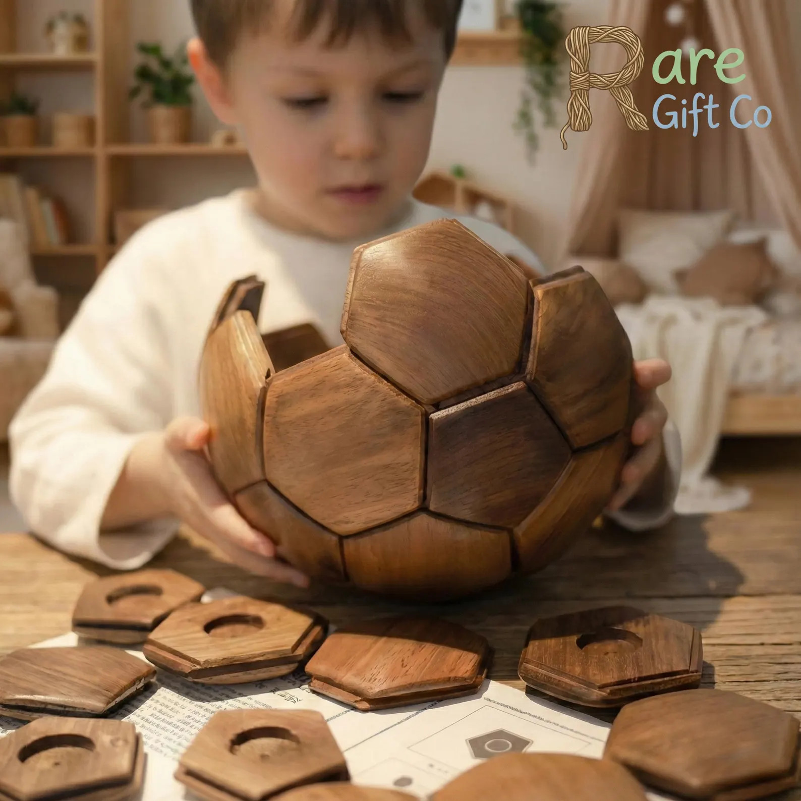 Handcrafted 3D Wooden Soccer Puzzle, Premium Solid Black Walnut Teak Beach DIY Football Gift, Wor... | Etsy (Global)
