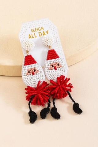 Santa Clause Beaded Drop Earrings - francesca's | Francesca's