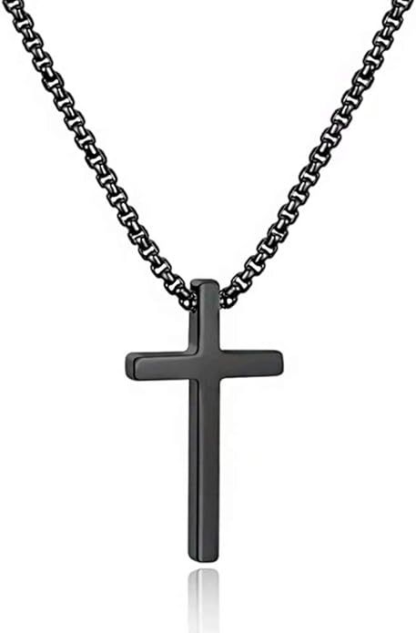 M MOOHAM Cross Necklace for Men, Silver Black Gold Stainless Steel Plain Cross Pendant Necklace f... | Amazon (US)