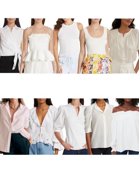 10 white tops I own and love, from an $8 tank to a special Zimmermann style that dresses up and down! Everything fits true to size except the Jenni Kayne blouse (size down).

#LTKstyletip #LTKSeasonal