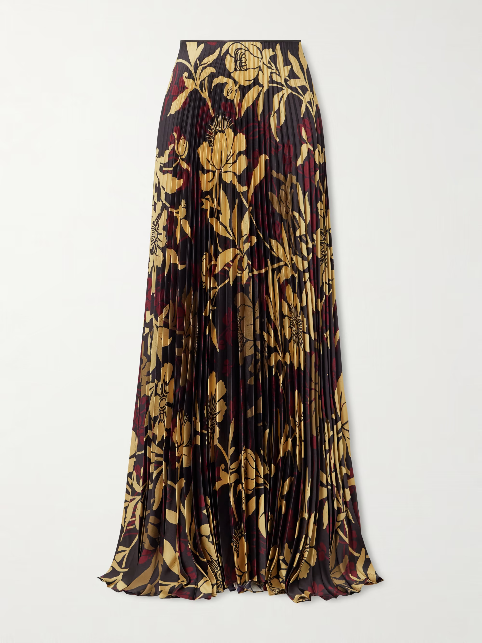 Kate pleated floral-print satin-twill maxi skirt | NET-A-PORTER (US)