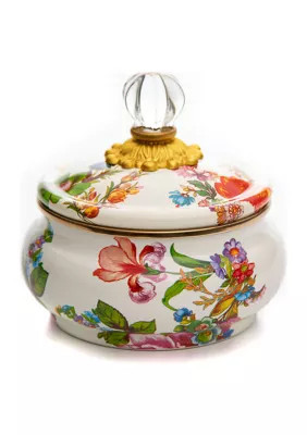 MacKenzie-Childs Flower Market Squashed Pot - White, 20 Ounces | Belk