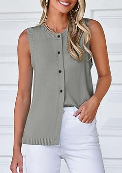 PRETTYGARDEN Sweater Vest Women Summer Tank Tops 2025 Sleeveless Button Down Trendy Clothes Busin... | Amazon (US)