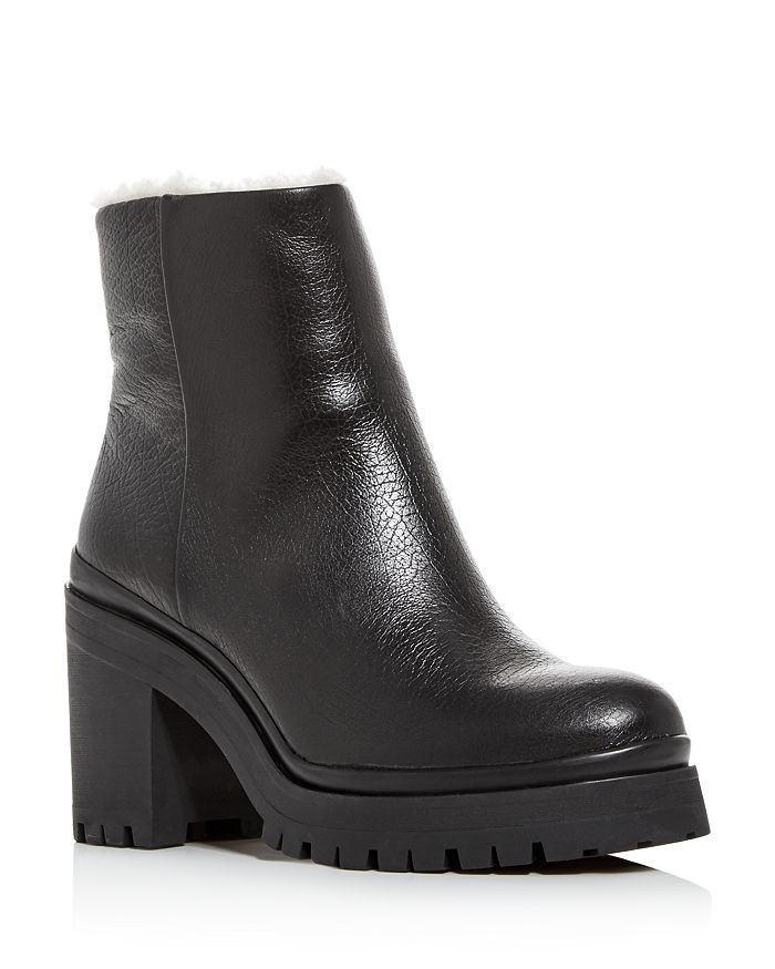 Women's Milano Shearling-Lined Block-Heel Booties | Bloomingdale's (US)