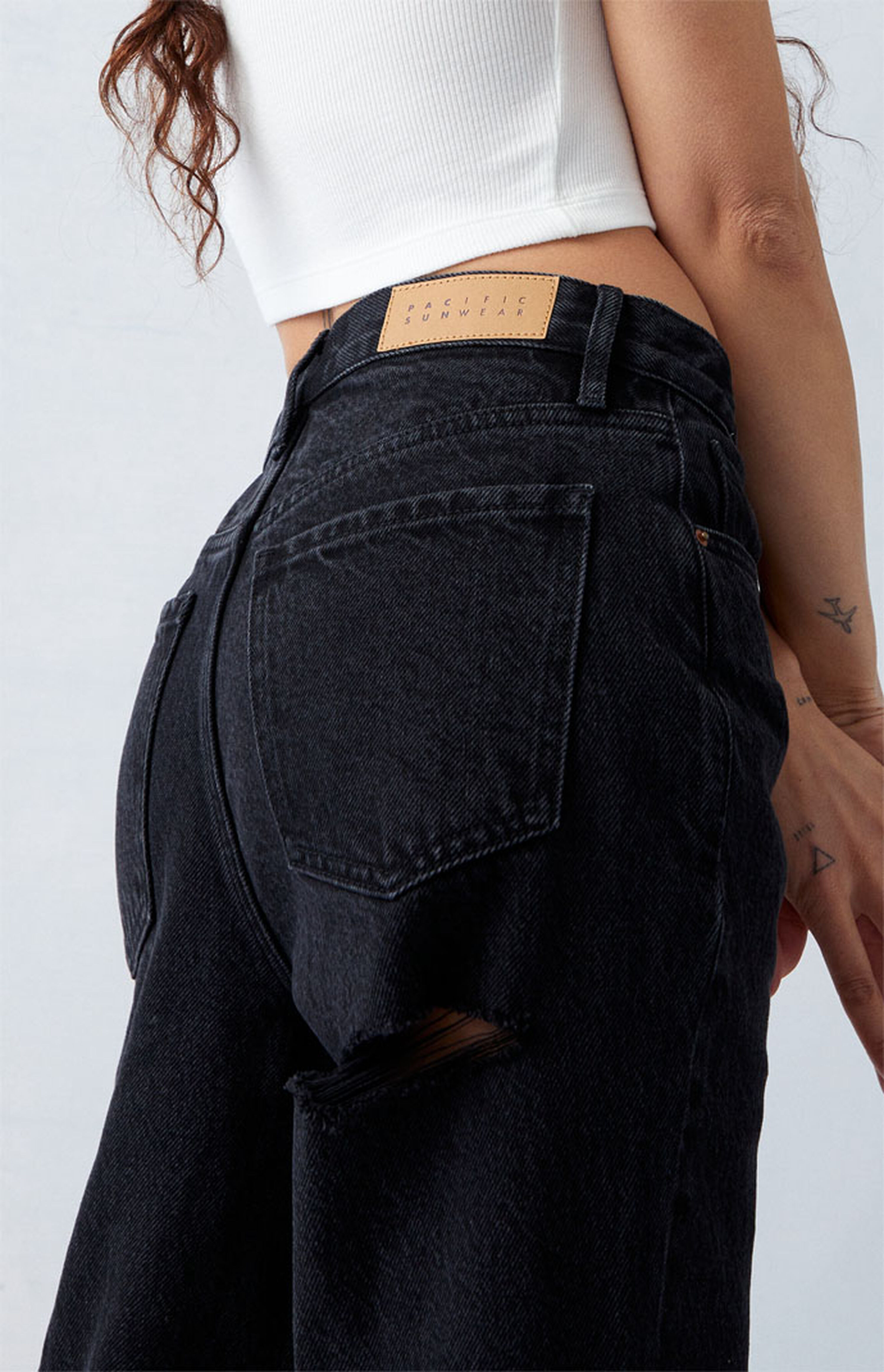 PacSun Eco Black Butt Slit Dad Jeans | PacSun