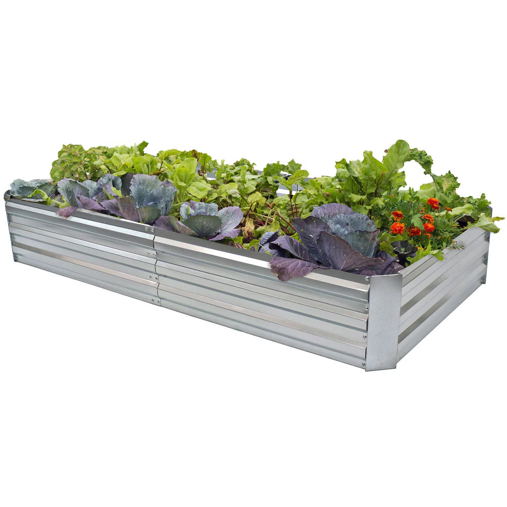 Sunnydaze Galvanized Steel Rectangle Raised Garden Bed | Sunnydaze Decor
