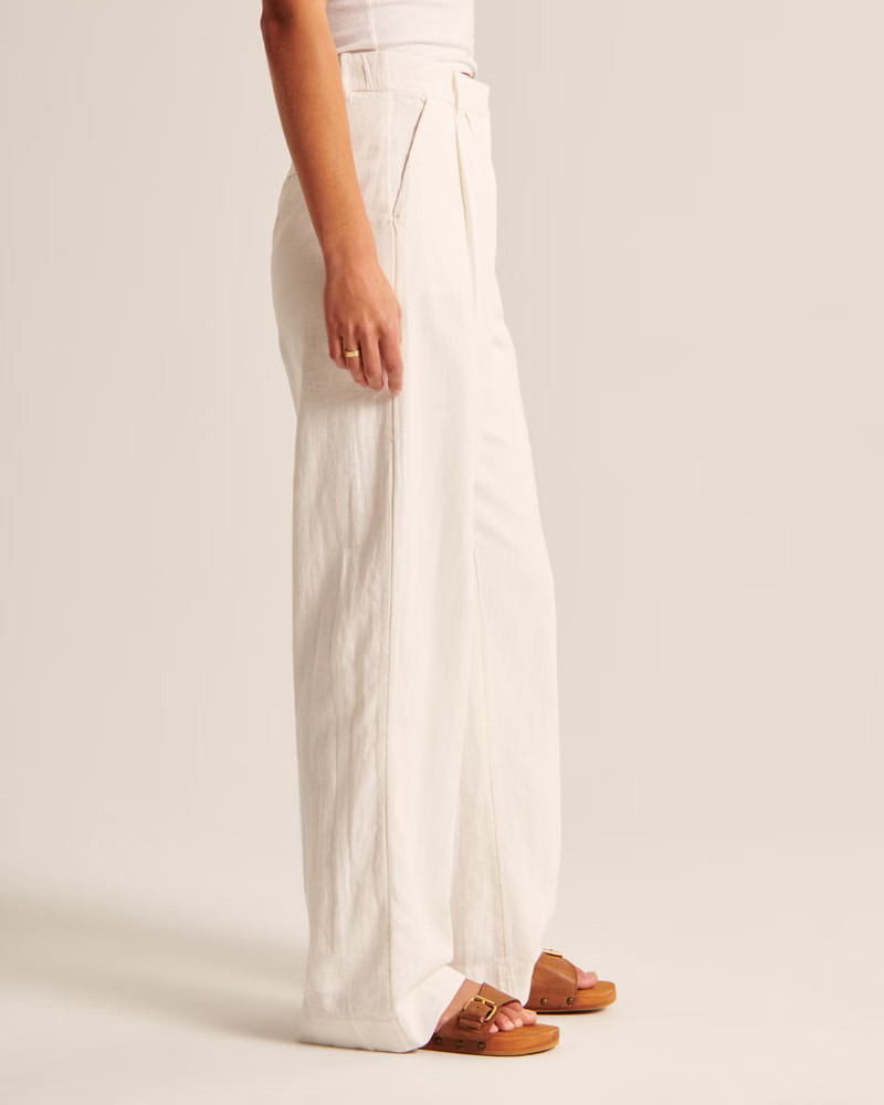Linen-Blend Tailored Wide Leg Pant | Abercrombie & Fitch (US)