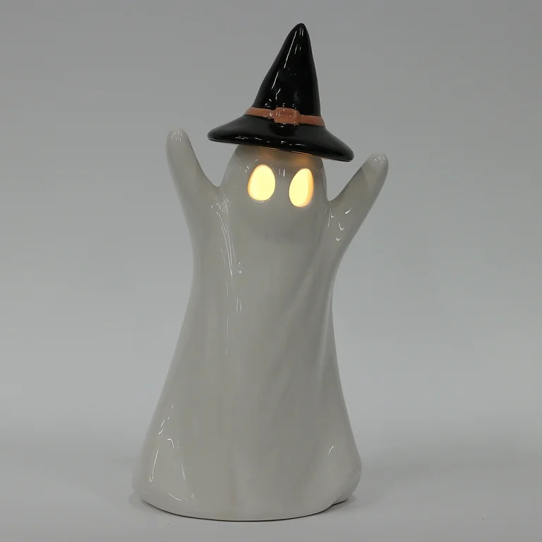 4"L x 3.25"W x 8.5"H White Ceramic Light-Up Ghost Halloween Decorations 2 Pack Way to Celebrate | Walmart (US)