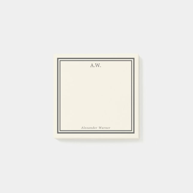 Eggshell & Gray Monogrammed Notes | Zazzle