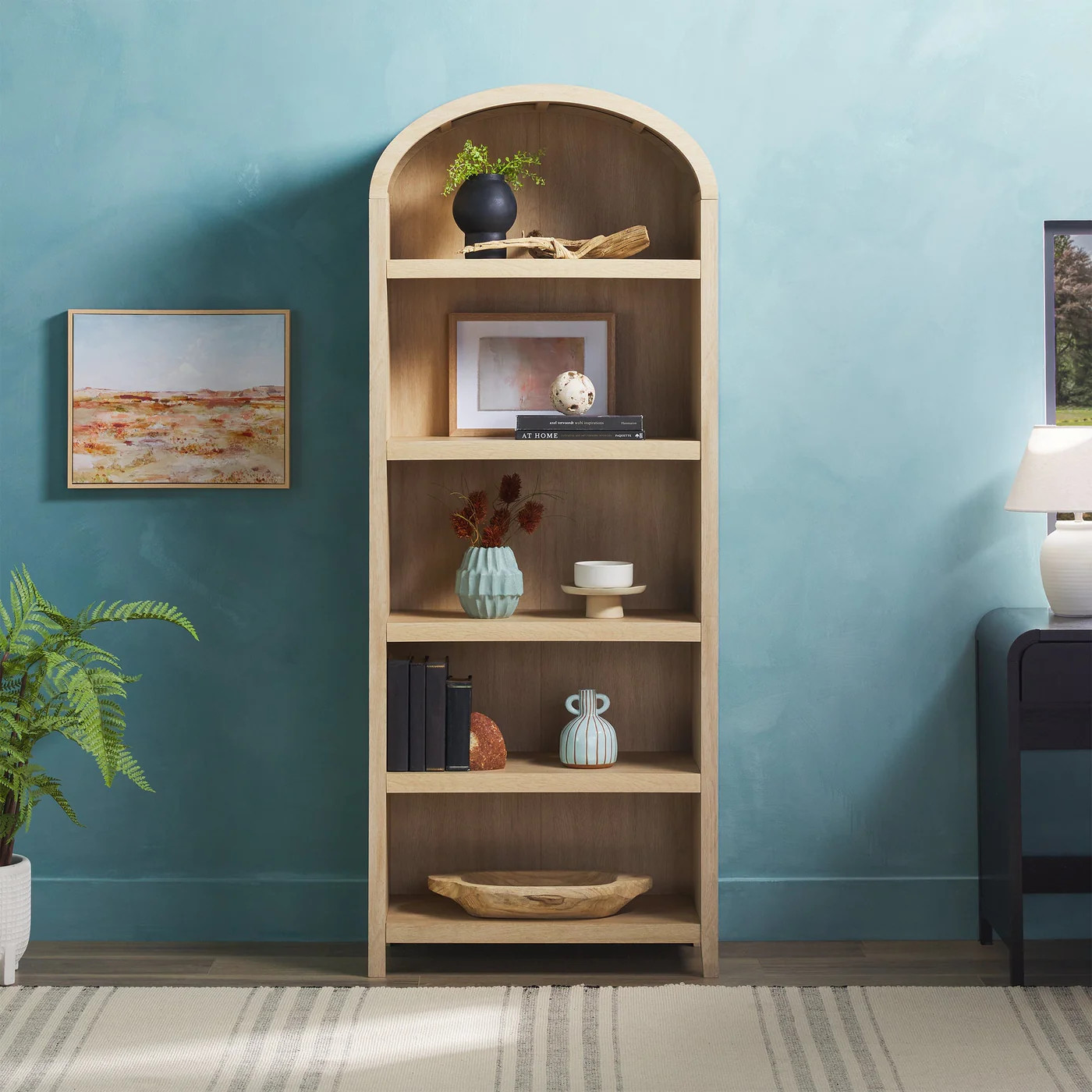 Chantelle Modern Arched Bookshelf with Open Shelves | Roolee