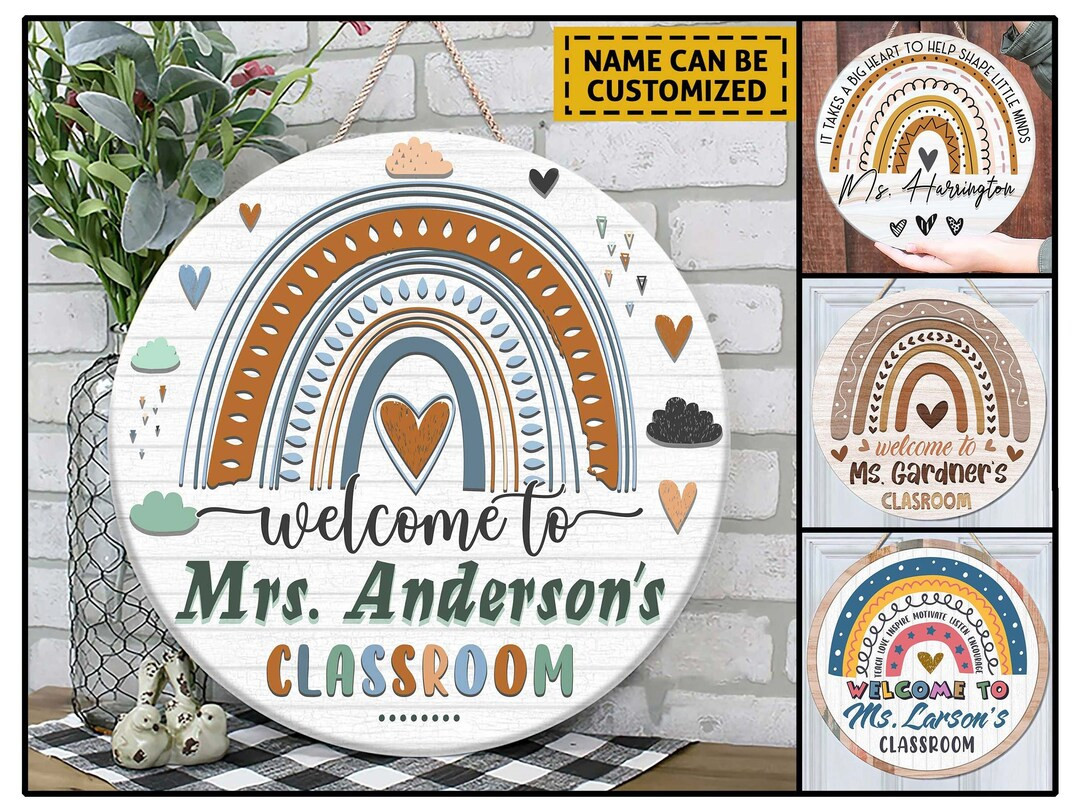 Personalized Teacher Door Sign | Classroom Door Sign | Teacher Rainbow Sign | Teacher Appreciatio... | Etsy (US)