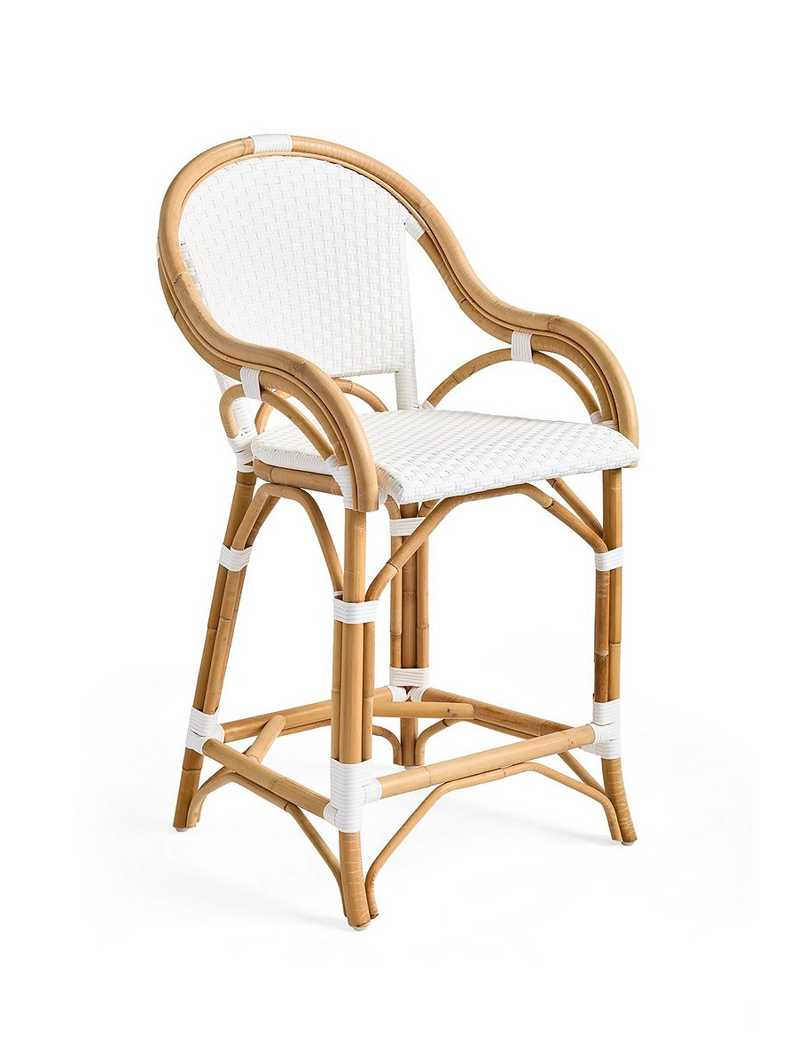 Riviera Rattan Armed Counter Stool | Serena and Lily