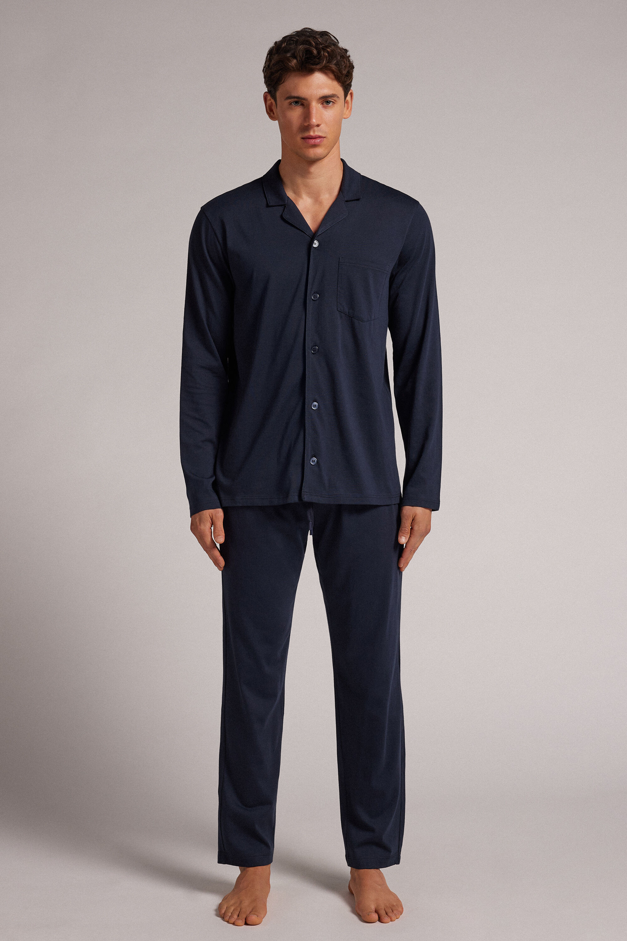 Button Front Full Length Pajamas in Superior Cotton - Intimissimi | Intimissimi (US)