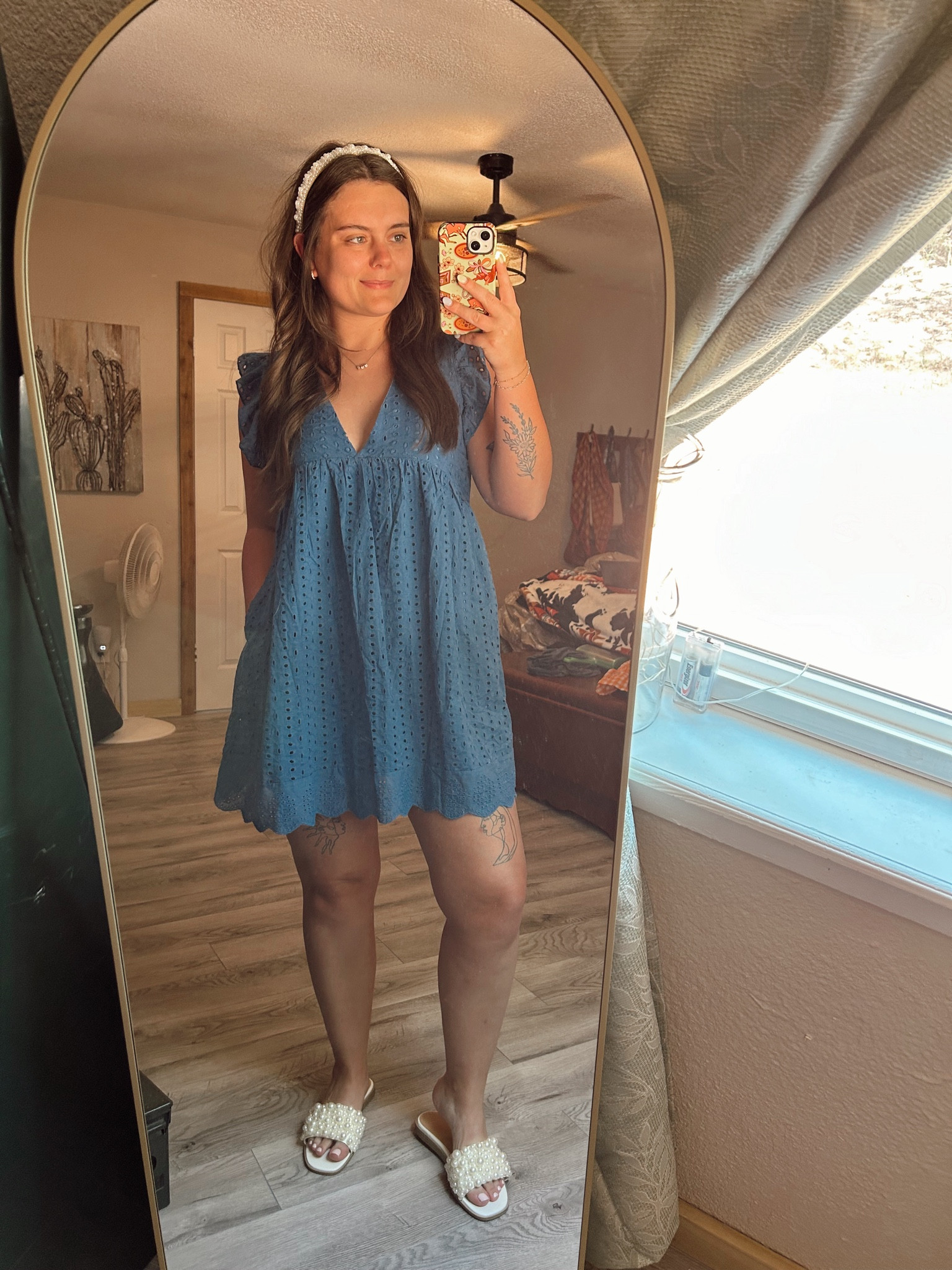 outfit i’m taking on my bachelorette trip as a bride who doesn’t want to wear ONLY white! 💙💍 dress is from a boutique, but basically the exact one is at walmart & amazon! headband from tjmaxx but similar linked here!