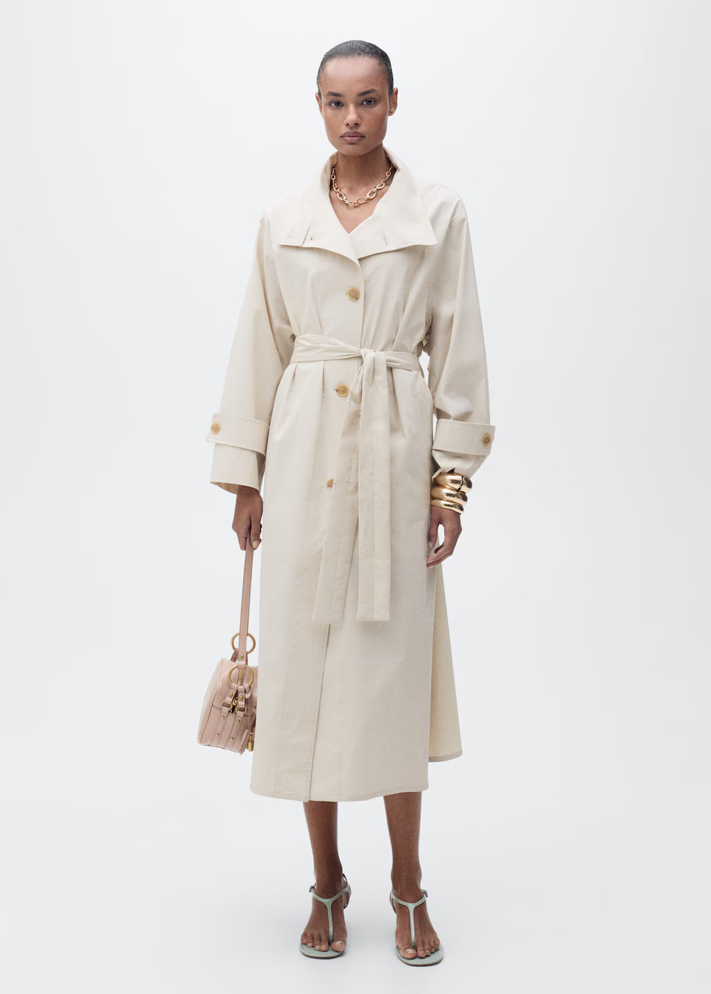 Oversized cotton trench coat light/pastel grey - Woman - S - MANGO | Mango (US/MX/AU)
