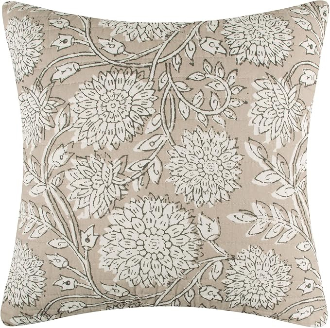 Levtex Home - Adare Taupe - Decorative Pillow (18x18in.) - Floral - Taupe, Grey and Cream | Amazon (US)