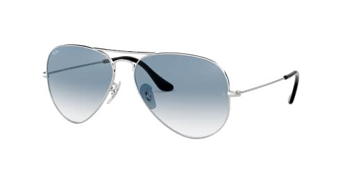 Ray-Ban RB3025 Classic Aviator Sunglasses, Silver/Clear Gradient Blue, 55 mm | Amazon (US)