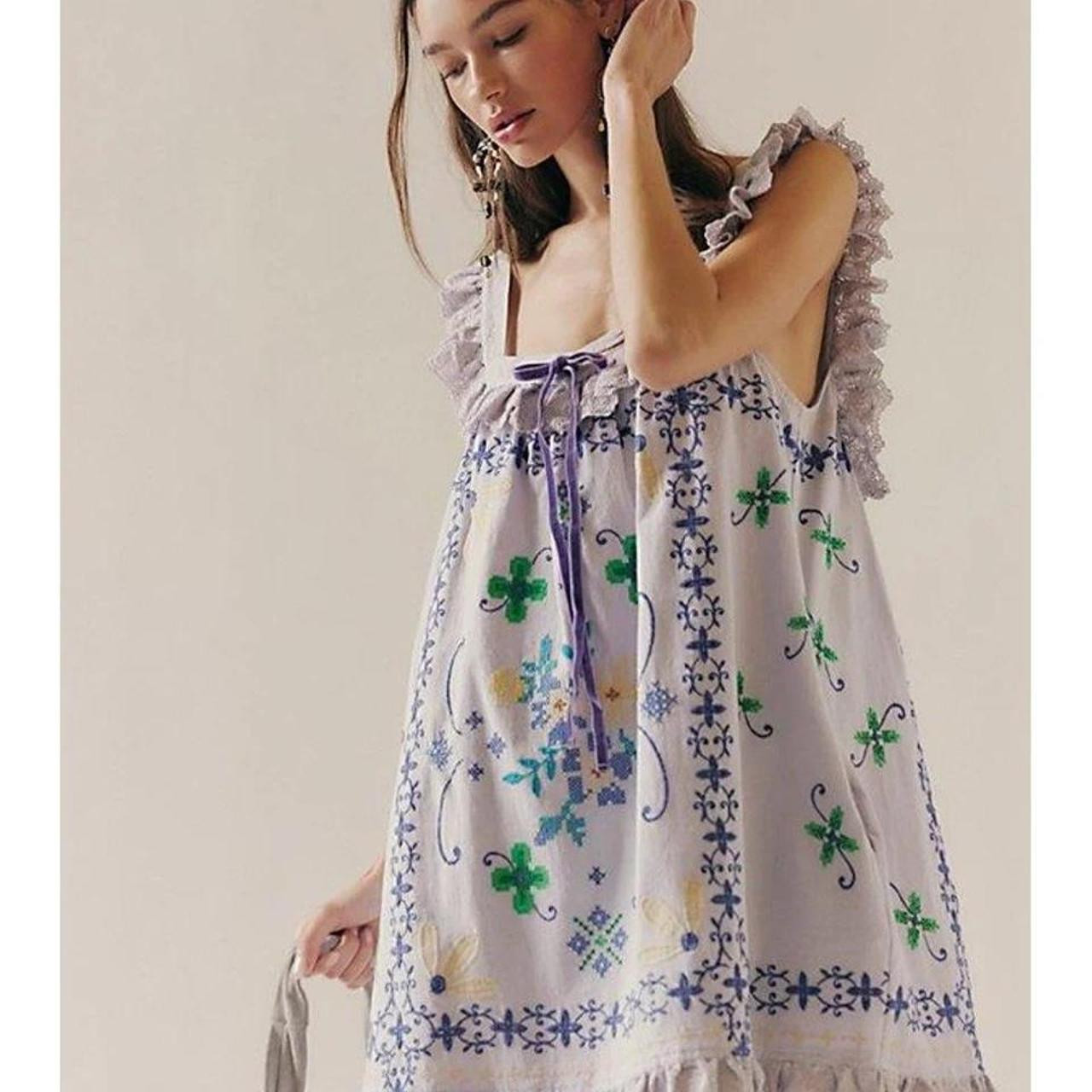 Free People Bali Main Squeeze Mini Dress Baby Blue... | Depop | Depop US