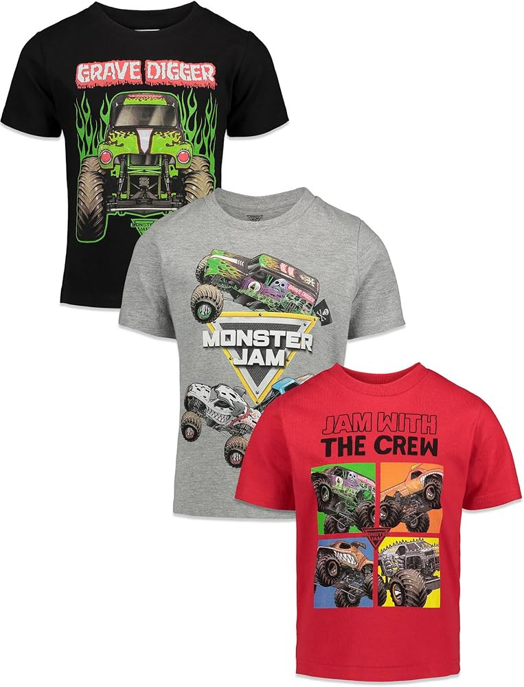 Monster Jam 3 Pack T-Shirts Toddler to Big Kid Grave Digger El Toro Loco Monster Mutt | Amazon (US)