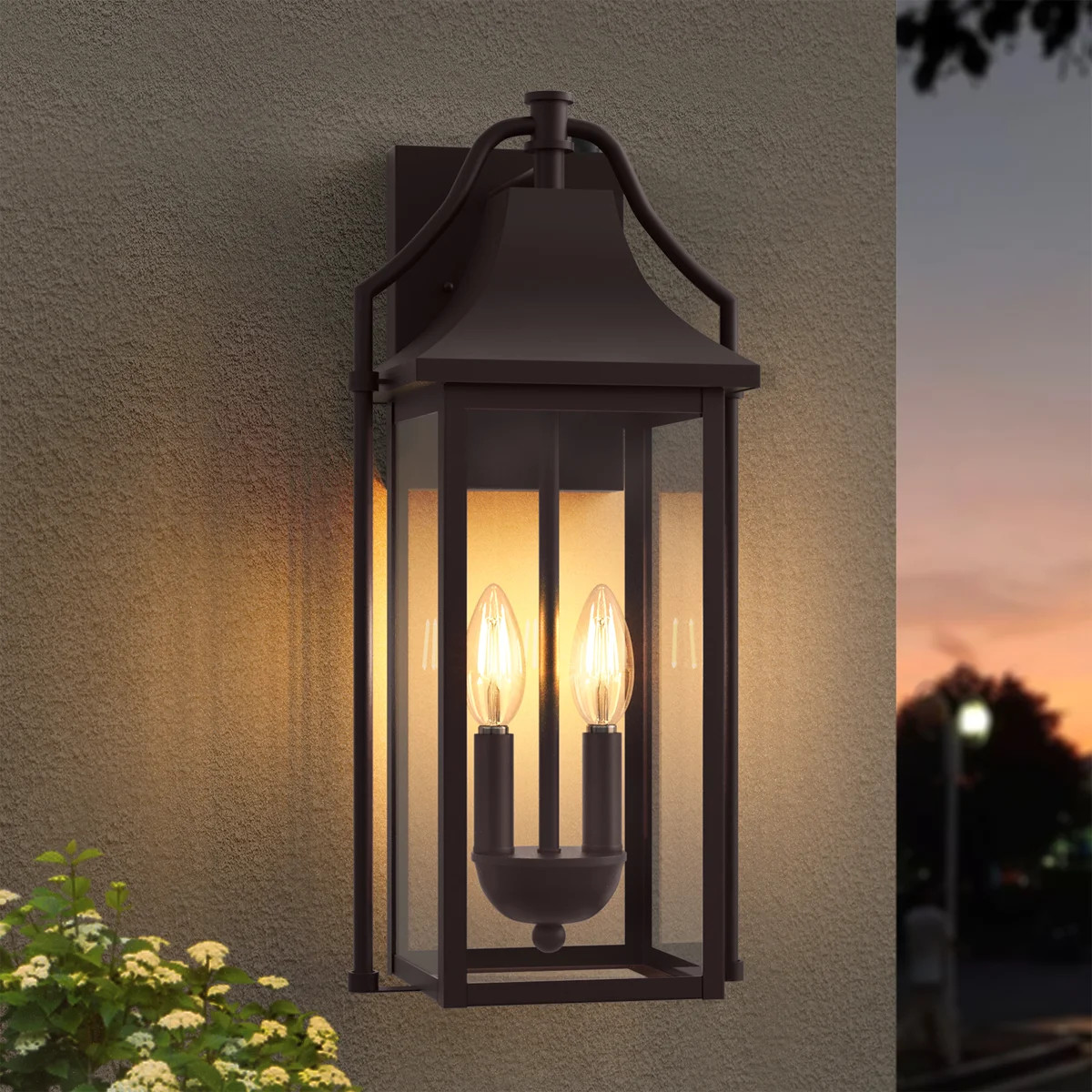 Alvester 18" H 2-Light Bronze Iron Outdoor Wall Lantern | Wayfair North America