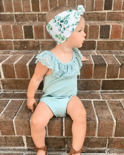 Kenzie Lace Flutter Sleeve Leotard - Mint Green | Bailey's Blossoms