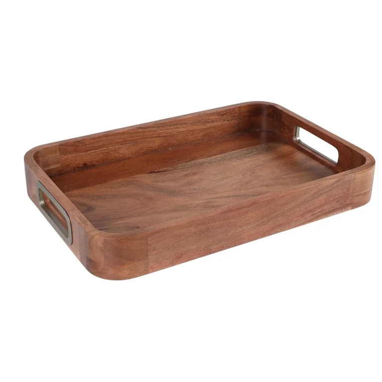 Better Homes & Gardens Acacia Wood 12" x 18" Serving Tray with Handles | Walmart (US)