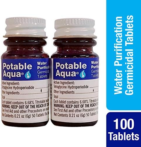 Potable Aqua Germicidal Water Purification Tablets - 50 Count Twin Pack | Amazon (US)